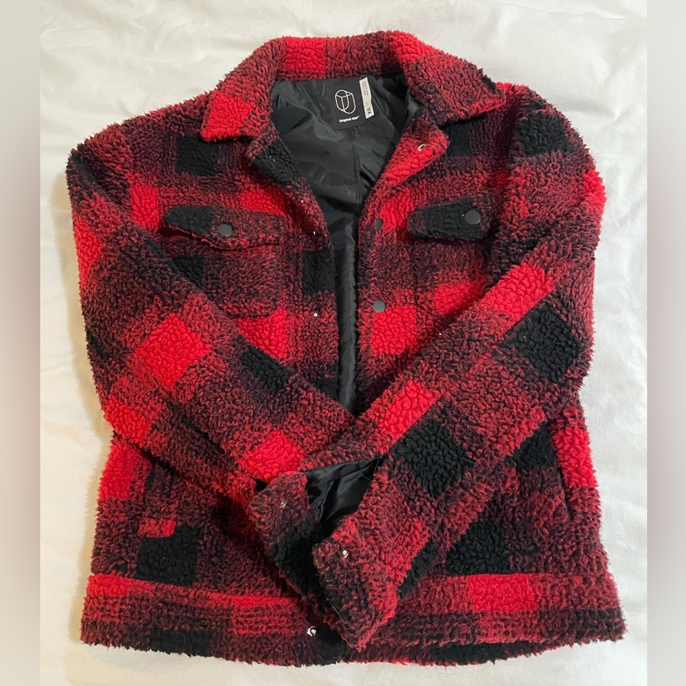 Target Buffalo Plaid Teddy Bomber Jacket XS
